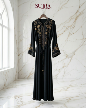 Premium Royal Black Silk Satin Abaya