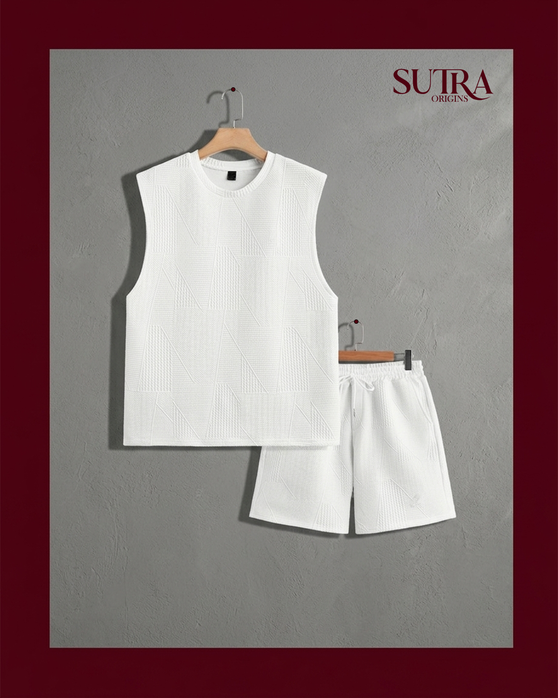 Men's Textured Geometric Sleeveless Top & Shorts